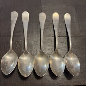 Set Of 5 United Cigar Stores Silver Plate Tea Spoon Dates to about 1962
